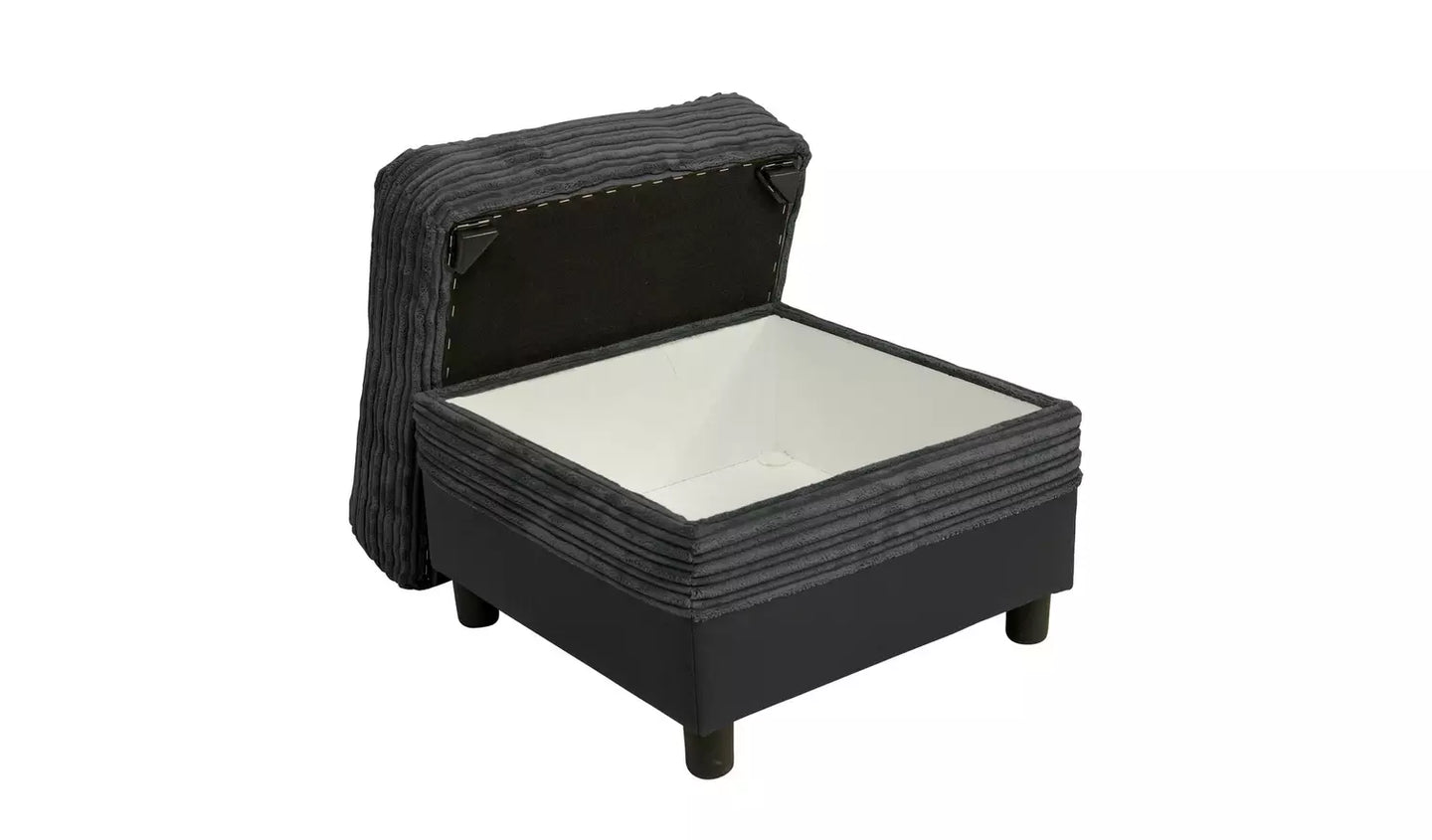 Assembled Harry Fabric Storage Footstool - Charcoal